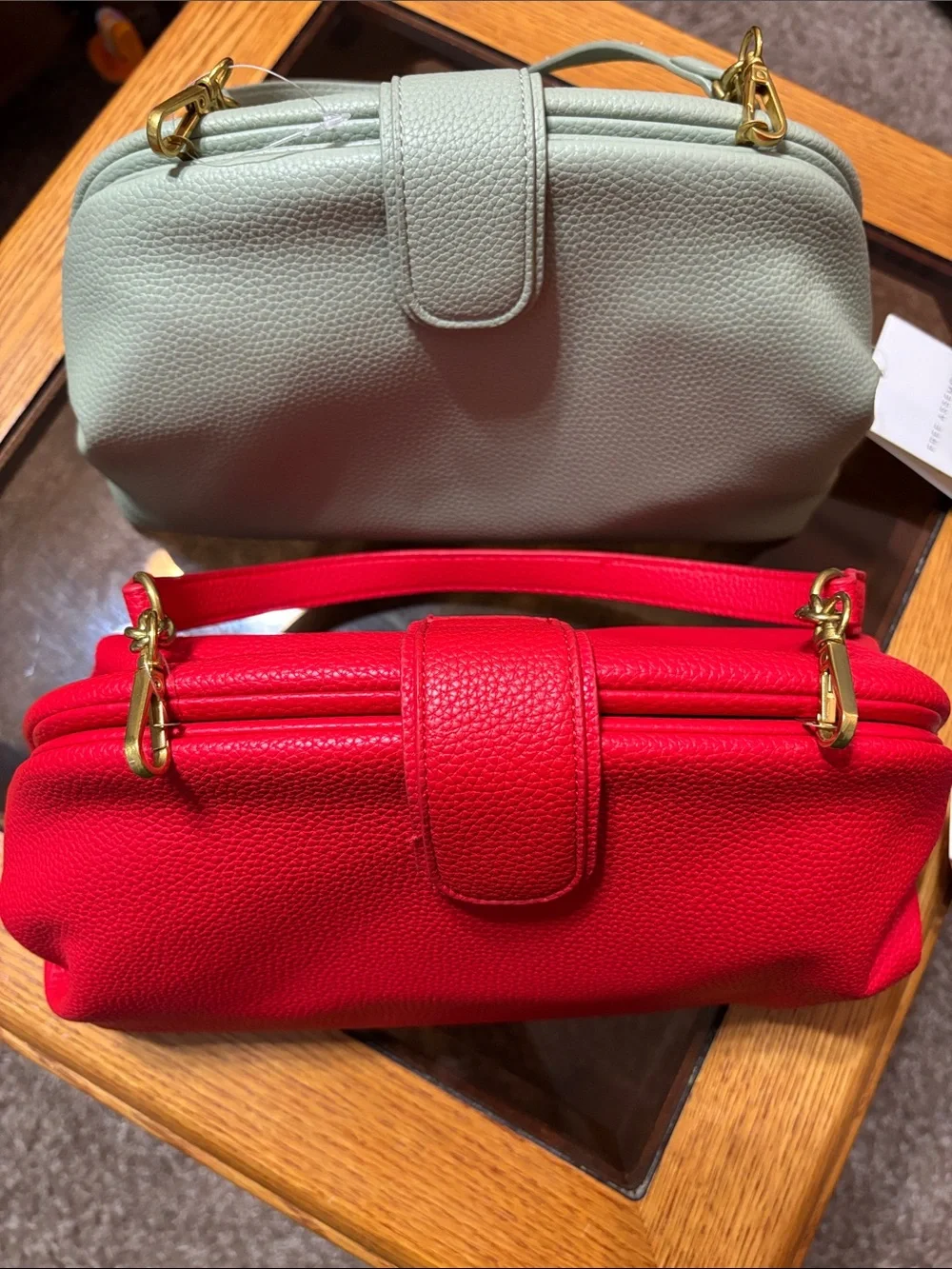 Free assembly Everyday Crossbody Bag in Red or Light green with Gold Hardware